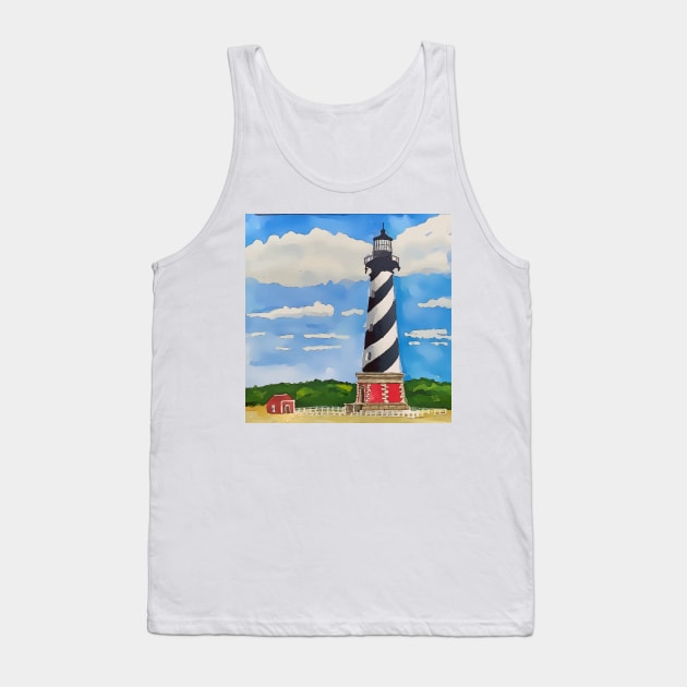 Lighthouse on Cape Hatteras National Seashore Tank Top by WelshDesigns